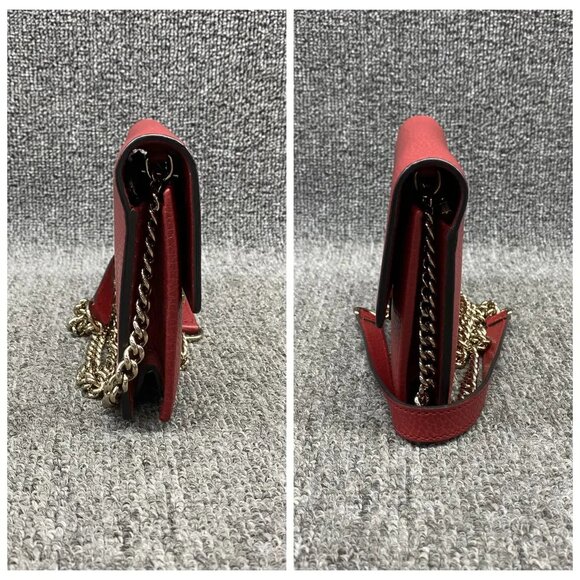 GUCCI Interlocking Wallet On Chain Red Leather Shoulder Bag 470-020725 - Picture 3 of 12